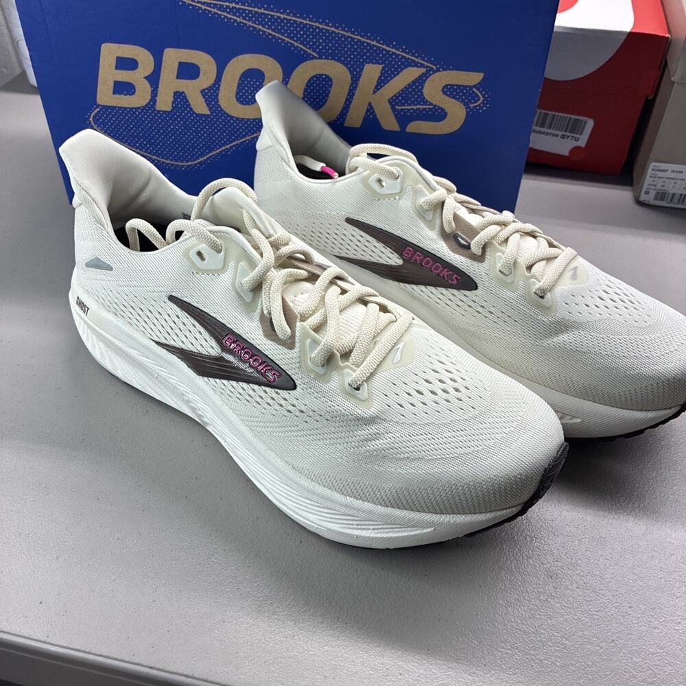 Brooks Women's Cream and Pink Running Sneakers